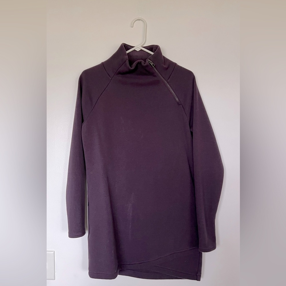 Athleta Cozy karma asymmetrical zip collar dress